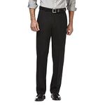 Haggar Men's Premium No Iron Classic Fit Expandable Waist Flat Front dress pants, Black, 44W 29L UK