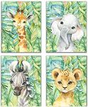 Designs by Maria Inc. Set of 4 Watercolor UNFRAMED Baby Animal Posters | Jungle Theme Nursery Decor | Baby Animal Pictures For Nursery | Zoo Animal Pictures | Nursery Paintings Art Boy & Girl (8"x10")