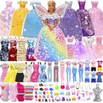 Miunana 110 Doll Clothes and Accessories Fashion Dresses Tops Pants Outfits Party Gown Mini Dresses Swimsuits Bikini Shoes Princess Wings Hangers Handbag for 11.5 inch Doll