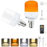 Joyes USB-C Rechargeable Light Bulb E14 - Dimmable, Remote Control, 4 Colour Temperatures, Timing, 7 W Smart Battery Bulb for Outdoor Camping, Emergency Light, Removable Holder