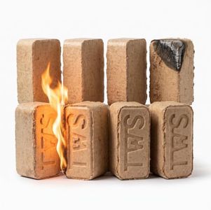 TWS Kiln Dried Pizza Wood 8-Pack - 100% Natural Sawdust Fire Logs, Long Burn High Heat, Low Ash Eco-Friendly for Fireplace Wood Stove Fire Pit
