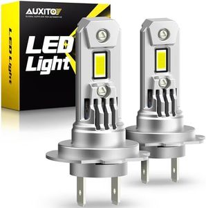 AUXITO Upgraded H7 LED Light Bulbs Headlight, 350% Brighter, 6500K White, 1:1 Mini Size No Adapter Required, Non-Polarity H7 High Low Beam or Fog Light Bulb with Fan, Plug and Play, Pack of 2