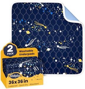 MILDPLUS 2 Packs Washable Bed Pads for Adult 36" x 36"Waterproof Bed Pads 5 Layer Washable Chucks Pads Reusable Underpads Bed Wetting Pads for Twin and Toddler Beds (Blue,2 Packs)