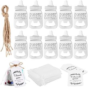 10 unidades de abrebotellas para baby shower, regalos para invitados, bautizos, bautizos, regalos, fiestas de cumpleaños, recuerdos, decoración para biberones, regalos para baby shower, color plateado