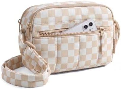 BAGSMART Cross Body Purse, Checkered Crossbody Bags for Women Travel Purse, Puffy Shoulder Handbag Wallet with RFID Blocking Slots,Checkered