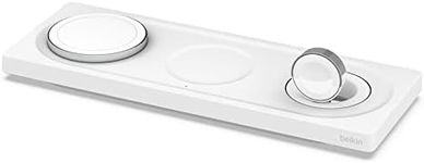 Belkin MagSafe 3-in-1 Wireless Charging Pad - Fast Charging for Apple Watch, iPhone 16, 15, 14 Series, AirPods, & More - MagSafe Charging Station for Multiple Devices - White (Certified Refurbished)