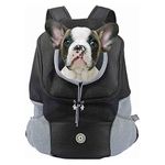 Dog Cat Carrier Backpack for Small/Medium Pets, Adjustable Head Out Front Breathable Bag for Doggy Puppy Kitten, Waterproof Bottom Rucksack for Outdoor Travel Walking, Airline Approved (M, Black)