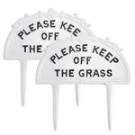 SUMTree Grass Warning Sign 2 PCs Keep Off Garden Sign, Keep Off the Grass Sign, Retro Style Decorative Garden Sign Cast Iron Stay Off Lawn Sign for Yard Park Lawn Themed Restaurants FarmhouseWhite