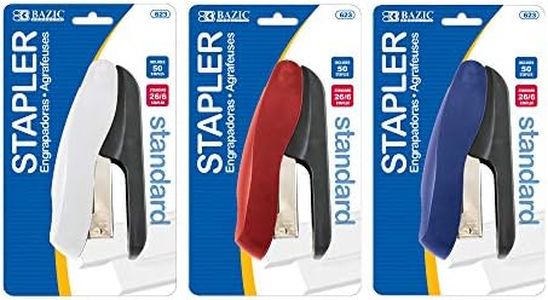 BAZIC Products Desktop Stapler Standard (26/6), 20 Sheets Two Tone Color Desktop Staplers for Home Office School, 24-Pack