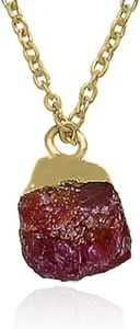 Ruby Necklace for Women, Premium Gold Raw Stone Necklaces - Tarnish Free 18K Gold Vermeil Certified S925 Classic Statement Necklace Gold Jewelry for Women - Mothers Day Gifts for Mom Wife