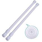 2 Pack Small Tension Rods 15.7 in to 28 Curtain Rods Window Rods in Extendable Width Spring Cupboard Bars for Kitchen Utensils, Closet, and Cabinet, Fit in The Spaces to Stay Up (white) (2 pcs-white)