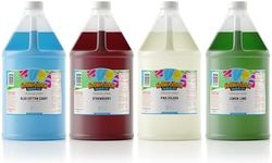 Hawaiian Shaved Ice Syrup Gallon 4-pack, Blue Cotton Candy, Strawberry, Pina Colada, Lemon-Lime, for Slushies, Italian Soda, Seltzers, Popsicles, & More, No Refrigeration Needed, Allergy-friendly