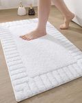 DEXI Bathroom Rugs 16"x24", Non Slip Bath Mats for Bathroom Floor, Ultra Soft and Absorbent Bath Rug Shower Carpet, Machine Washable, White