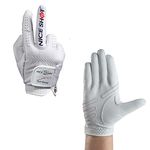 Nice Shot Trident Golf Glove with Power Grip Strips in Premium White Cabretta Leather Men's Right Hand - Cadet Large