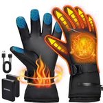 Heated Gloves,GAOEEIN 6000mAh Battery Rechargeable Heated Gloves for Men Women with 3 Levels Heat & Last 6 Hours,Electric Touchscreen Waterproof Heated Gloves for Cycling Motorcycle Driving Skiing (L)