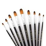 9 Pcs Filbert Long Handle Artist Paint Brush Set, Quality Synthetic Hair and Wooden Handle for Acrylic Watercolor Oil Painting, Great for Beginners and Professionals