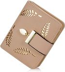 Ladies Purse Wallet, Womens Small Bifold Leather Purses Handbag with Cash/ID/Credit Card Holder Hollow Leaf, Ladies Vegan Coin Purses Wallet Money Bags with Zip Birthday Xmas Gifts for Women Girls