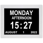 TSITSC 8 Alarm Options + Auto Dimming Digital Calendar Clock Date and Time Day of The Week Clock for Seniors Dementia Elderly Patients(8-Inch, White)