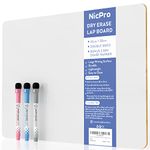 Nicpro Small Dry Erase Whiteboard A3, 12 x 16 inches Double - Sided Lapboard with 3 Water-Based Pens Learning Mini White Board Portable Drawing Writing for Birthday Party Classroom