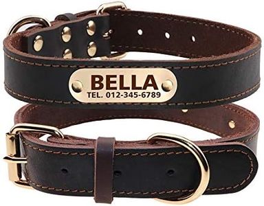 TagME Personalisierte Hundehalsbänder aus Leder mit Eingraviertem Namen und Telefonnummer/Hundehalsbänder aus Echtem Leder für Kleine Hunde/Braun