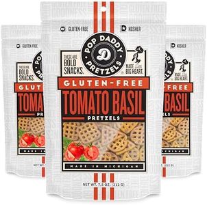 Pop Daddy Gluten Free Pretzels, Healthy Gourmet Flavored Pretzels, 7.5oz Individual Bags, 3 Pack, Tomato Basil