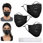 Yugan N99 Anti Pollution Reusable and Washable Face Masks with 10 Replaceable Filters, Unisex, With Valve, Pack of 3 Masks with 10 pcs N99 filters (Black) Cotton