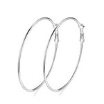 Dainty 80mm 14K Yellow Gold Silver Big Large Hoop Earrings For Women Girls Sensitive Ears Fashion Round Circle Huggie Hypoallergenic Hoops Minimalist Hooped Jewelry Gifts Bff Birthday, Stainless