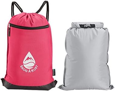 Skog Å Kust GymSak 2-in-1 Drawstring Cinch Bag with Removable Waterproof Dry Bag, Pink, 10L, Traveling