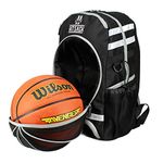 Kitsack - The Ultimate Basketball & Netball Ball & Kit Carrying Rucksack – With Separate Ventilated Ball Compartment – Padded Straps – Black