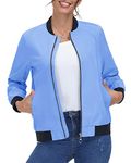 KEFITEVD Ladies Lightweight Golf Jacket Zip Up Baseball Coat Women Bomber Jackets Windbreaker with Pockets,Light Blue,M