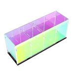 ogeee Colorful Transparent Pencil Holders,Acrylic Pen Holder,Makeup Organizer 4 Compartments for Desk,Vanity,Office (Assembly Required)