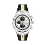 Sylvi NitroNeon Sports Chronograph Wrist Watch for Men | Racing Sports Watch | Water-Resistant Analog Silicone Strap Watches for Men | Anolog Chronograph Watch with Date Display (Silver-Yellow)