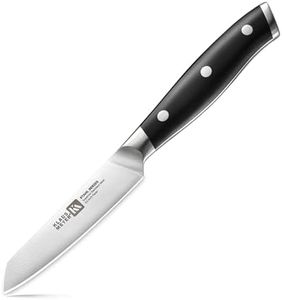 Klaus Meyer Stahl 3.5 inch Paring Knife High Carbon Exclusive German Steel Fruit Knife, Small Kitchen Knife with Ergonomic Handle (Black)
