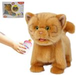 Electronic Walking Orange Cats, Realistic Interactive Puppy Pet Toy Cat, Walking, Barking,Wagging Tail & Talking,Present Pet Gifts for 3+ Year Boys Girls