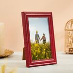 Amazon Brand - Solimo Photo Frame for Home Decor | Use Horizontal & Vertical| Crystal Clear Glass | Perfect for Home/Office and Shop | 18.1 x 13.1 x 1 cm (Red)