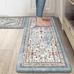 Collive Boho Kitchen Rugs and Mats 2PCS Cushioned Anti-Fatigue Floor Mat, Waterproof Kitchen Rug Set of 2 Non-Skid Comfort Standing Mat for Kitchen,Home,Office,Sink,Laundry,17"x30"+17"x47"