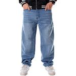 Davinteen Men's Baggy Hip Hop Denim Jeans Vintage 90s Loose Fit Skateboard Skater Dance Pants Blue (022-38)