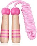 LIKOSO Skipping Rope Kids, Jump Rope for Children Wooden Handle and Woven Cotton Jumping Ropes 2.7m/ 8.5 Feet Christmas Birthday Children's day Gift