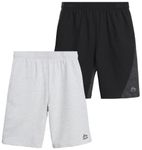 RBX Boys' Athletic Shorts - 2 Pack Active Performance French Terry Gym Shorts (4-16), Black/Grey, 14-16