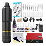Tattoo Gun, Solong Complete Tattoo Kit Rotary Tattoo Machine for Beginners and Artists Professional Tattoo Gun Kit with Tattoo Catridges Needles and Tattoo Ink(60 Piece Set)