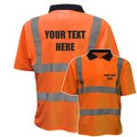 Personalised Custom Printed Orange Hi Vis Polo Shirt Reflective Safety Vest Waistcoat, Conforms to EN20471 Class 2 & GO/RT 3279, High Visibility, By Brook Hi Vis, XXXLarge