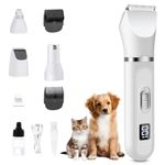 Qpets® Dog Hair Trimmer, 4 IN 1 Dog Grooming Kit Dog Trimming Set