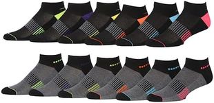 JAMES FIALLO Men's 12-Pack Cushioned Breathable Moisture Control Low Cut Athletic Performance Socks Men, 2938-12