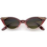 zeroUV - Vintage Inspired Mod Womens Fashion Rhinestone Cat Eye Sunglasses (Red-Fade)