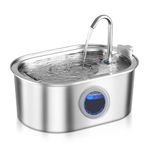 Cat Water Fountain with Water Level Window, 108oz/3.2L Water Fountain for Cats Inside, Stainless Steel Pet Water Fountain, Quiet Pump, for Dogs and Cats (Water Fountain)