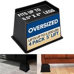 FONDDI 5 inch Oversized Bed Risers Rectangle Furniture Risers for Table Sofa Desk Couch Dorm Heavy Duty Bed Lifts, L-Shaped Heavy-Duty Lifters for Furniture 4 Pack