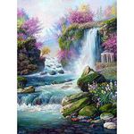 WOWDECOR 5D Diamond Painting Kits, Waterfall Stream Flowers Mountain Full Drill DIY Diamond Art Cross Stitch Paint by Numbers