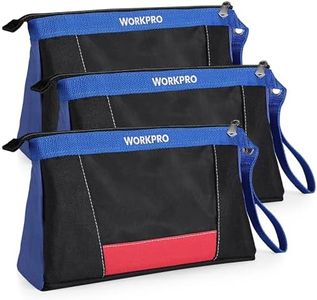 WORKPRO 12" Tool Pouches with Zipper, Heavy-Duty Small Tool Bag, Utility small tool pouch for Tool Organizers and Storage, Mini Tool Bag, 3 Pack