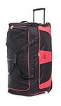 DK Luggage L 30" Large Wheeled Holdall Suitcase Sports or Travel Bag Trolley Luggage with 3 Wheels Black with Red