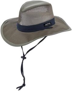 Panama Jack Mesh Crown Safari Sun Hat, 3" Brim, Adjustable Chin Cord, UPF (SPF) 50+ Sun Protection (Fossil, Large)